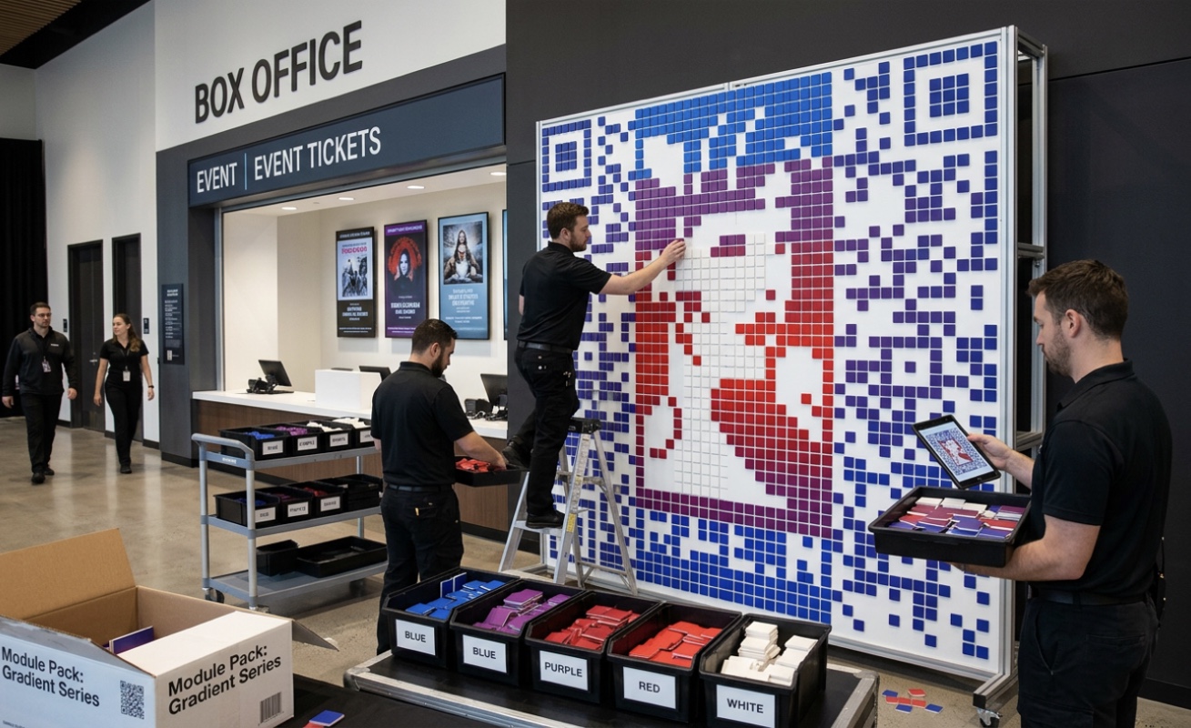 Concert promotion Pixel QR installation example